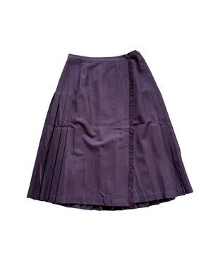 Highland Queen Women's Wrap Skirt Sz 12 Purple Wool Pleated Vintage 80s Classic